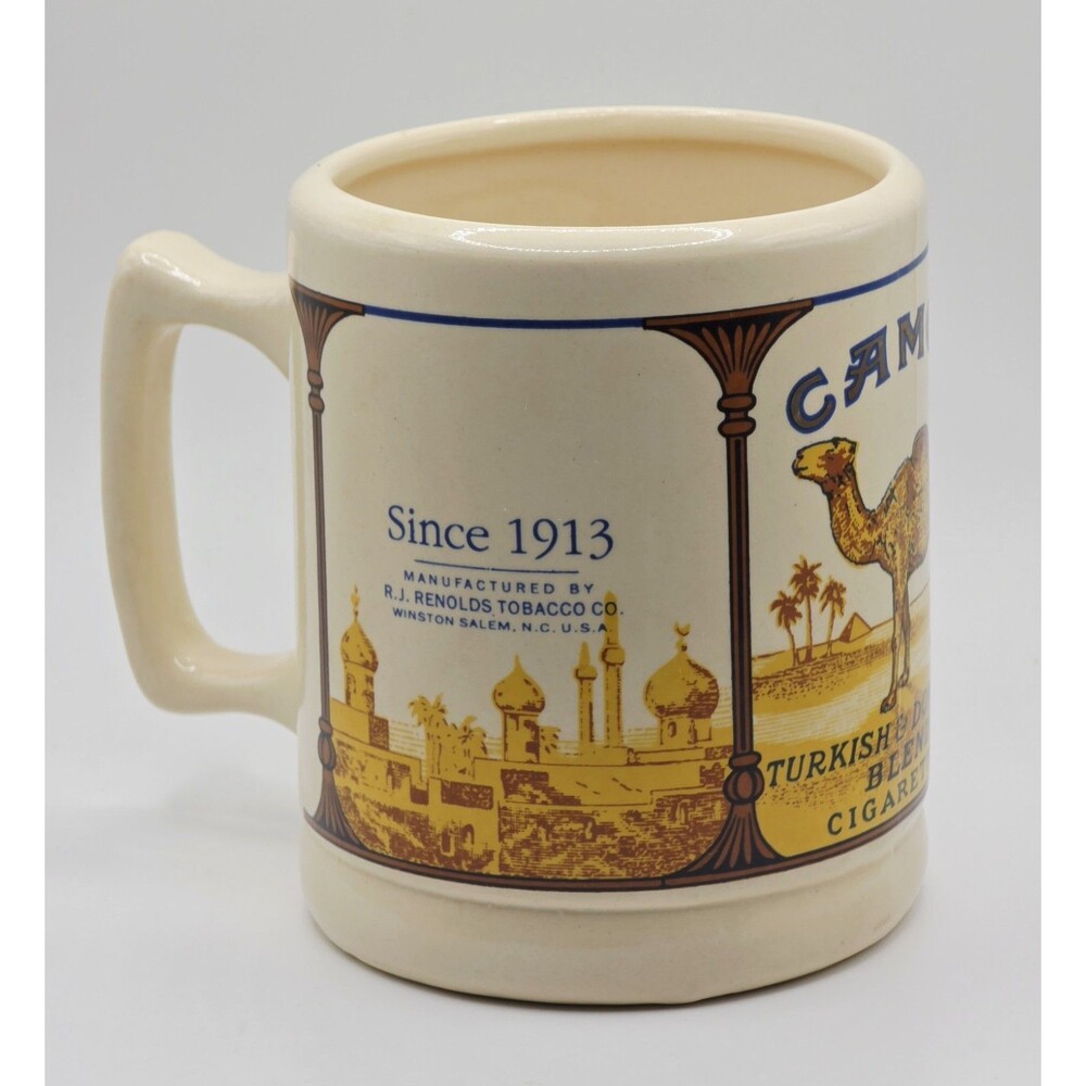 Vintage Camel Cigarettes Ceramic Coffee Mug Promotional Off White Large